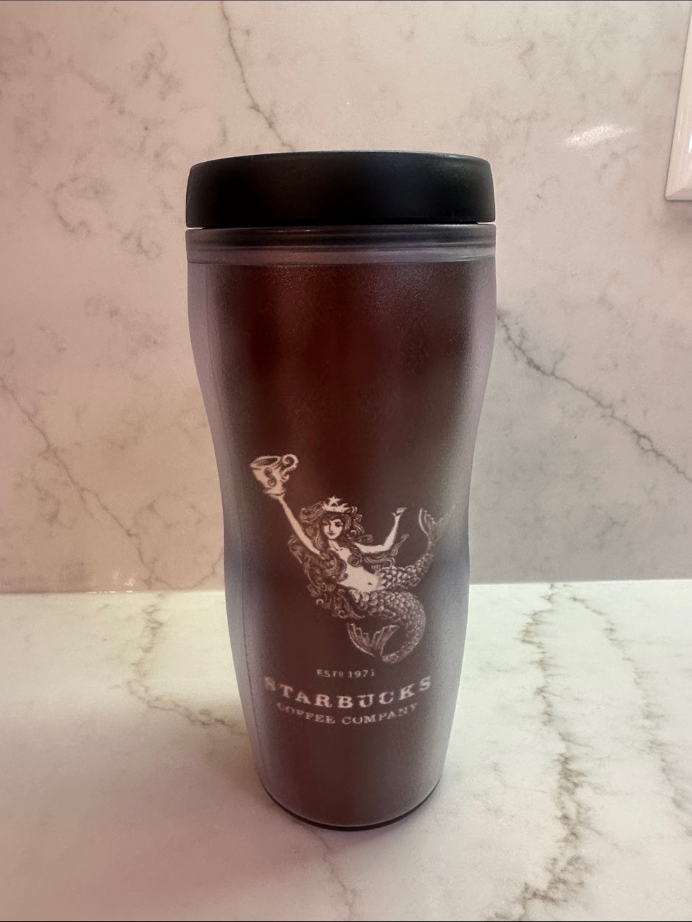 Starbucks Siren Insulated Tumbler Coffee Mug Vintage 2001 Barista Brown Rare EUC